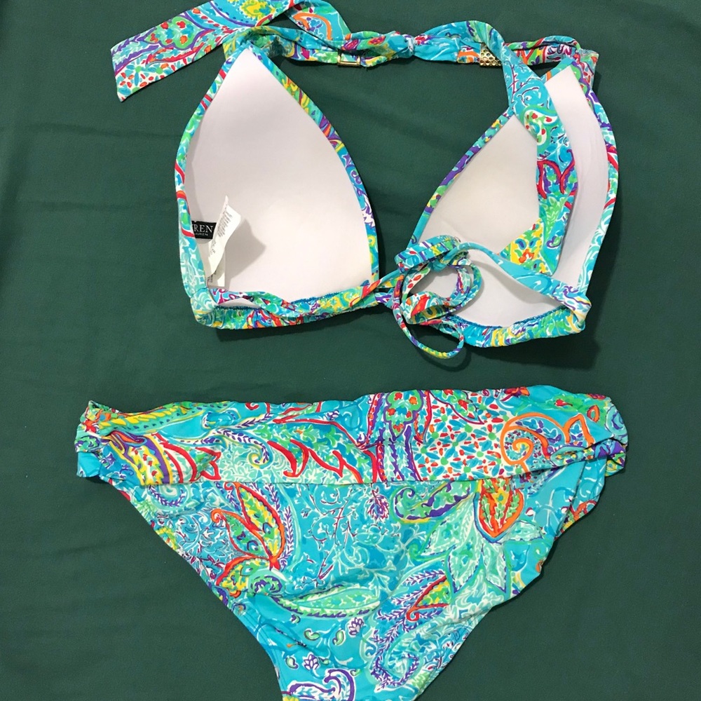 Lauren Ralph Lauren Two-piece Swimsuit Sz 12/14 - Picture 3 of 5